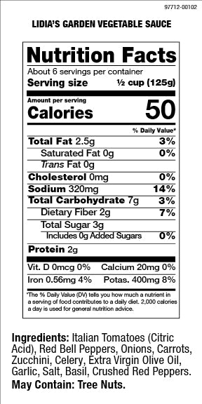 Lidia's Garden Vegetable Sauce 25 OZ