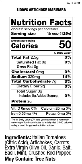 Lidia's Artichoke Marinara Sauce 25 OZ