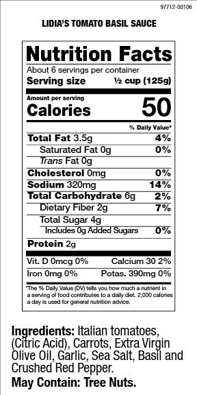 Lidia's Tomato Basil Sauce 25 OZ
