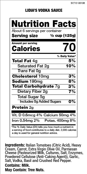 Lidia's Vodka Sauce 25 OZ