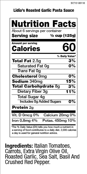 Lidia's Roasted Garlic Pasta Sauce 25 OZ