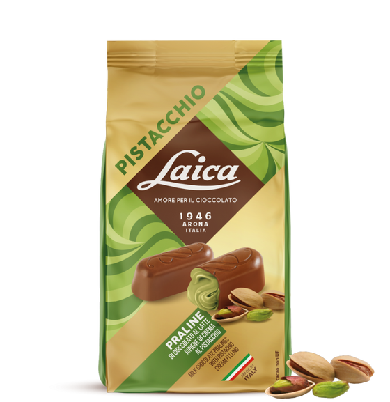 Laica Milk Chocolate Pralines with Pistachio Cream Filling 3.17 OZ