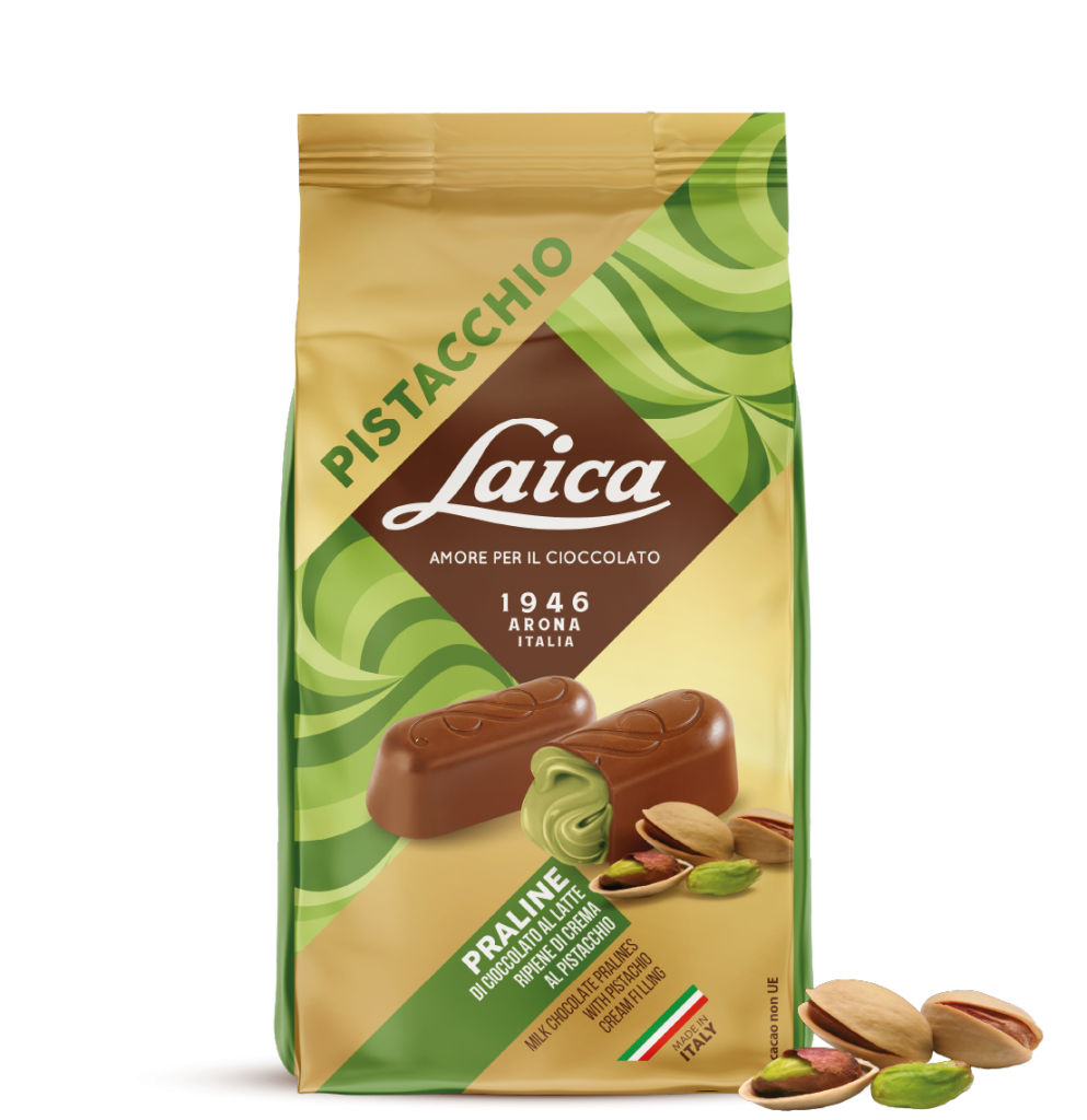 Laica Milk Chocolate Pralines with Pistachio Cream Filling 3.17 OZ