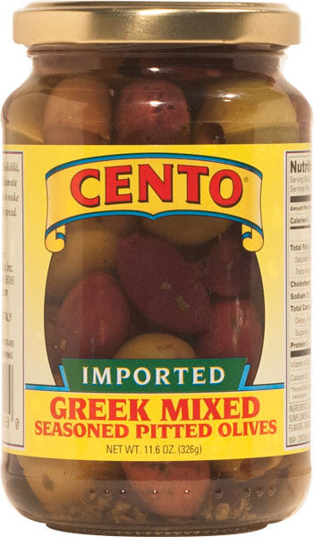 Cento Imported Greek Seasoned Pitted Olives 11.6 OZ